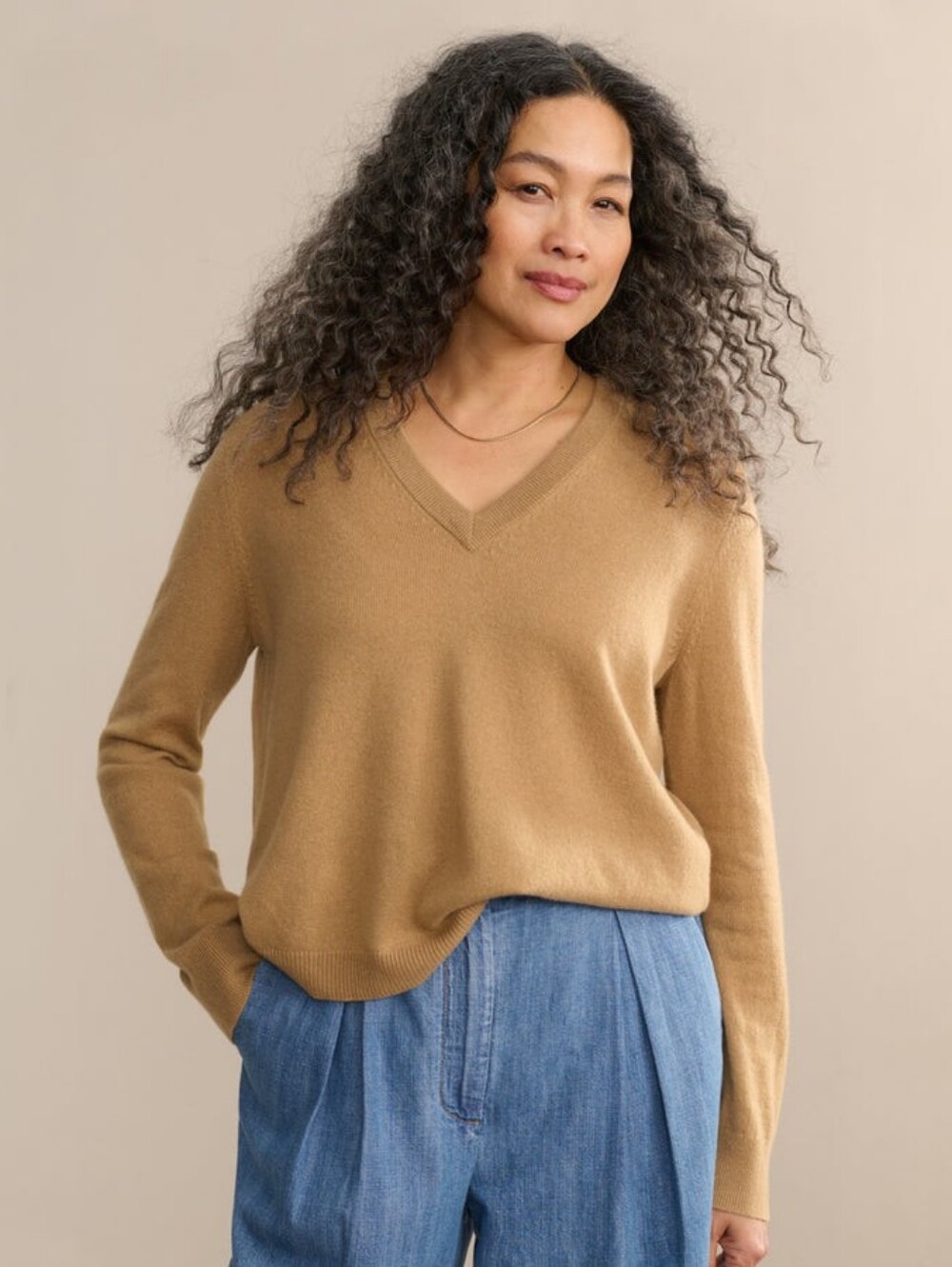 Jenni Kayne Flynn Cashmere V-Neck Womens Large Quiet Luxury Capsule Coastal